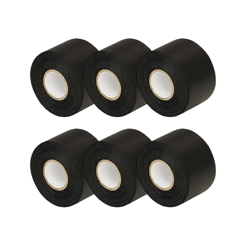 Wide Black Vinyl Electrical Tape, 2in x 66ft - Pack of 6