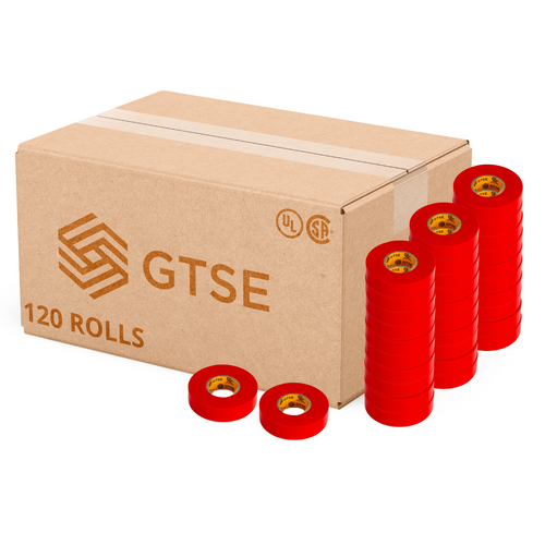 Red Vinyl Electrical Tape, 3/4in x 66ft - 120 Rolls Carton Pack