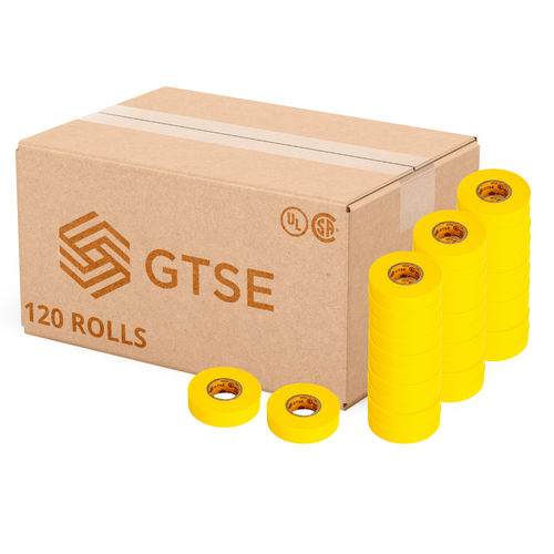 Yellow Vinyl Electrical Tape, 3/4in x 66ft - 120 Rolls Carton Pack