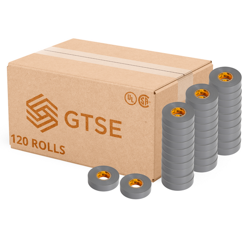 Gray Vinyl Electrical Tape, 3/4in x 66ft - 120 Rolls Carton Pack