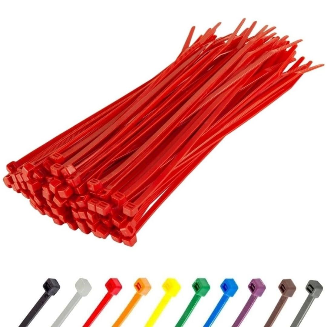 100 Red Nylon zip ties, Self-locking Zip Ties, All Size Tie Wraps