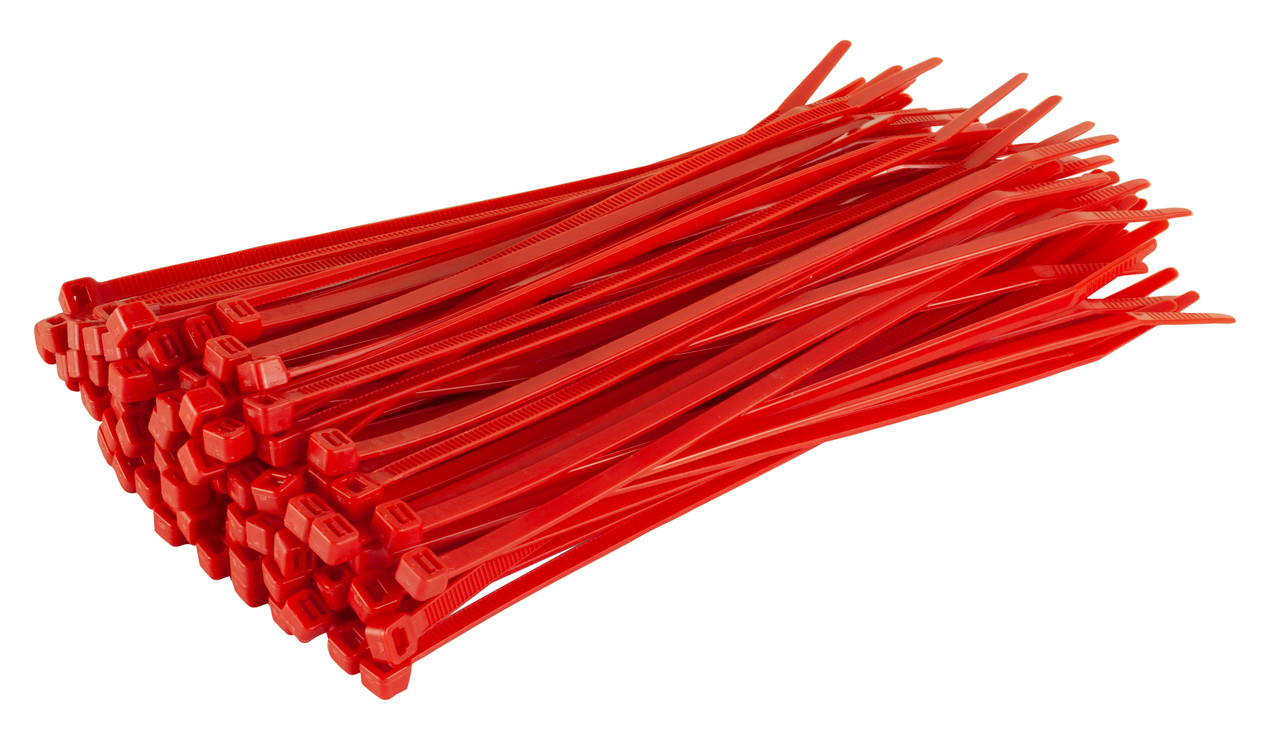 100 Red Nylon zip ties, Self-locking Zip Ties, All Size Tie Wraps
