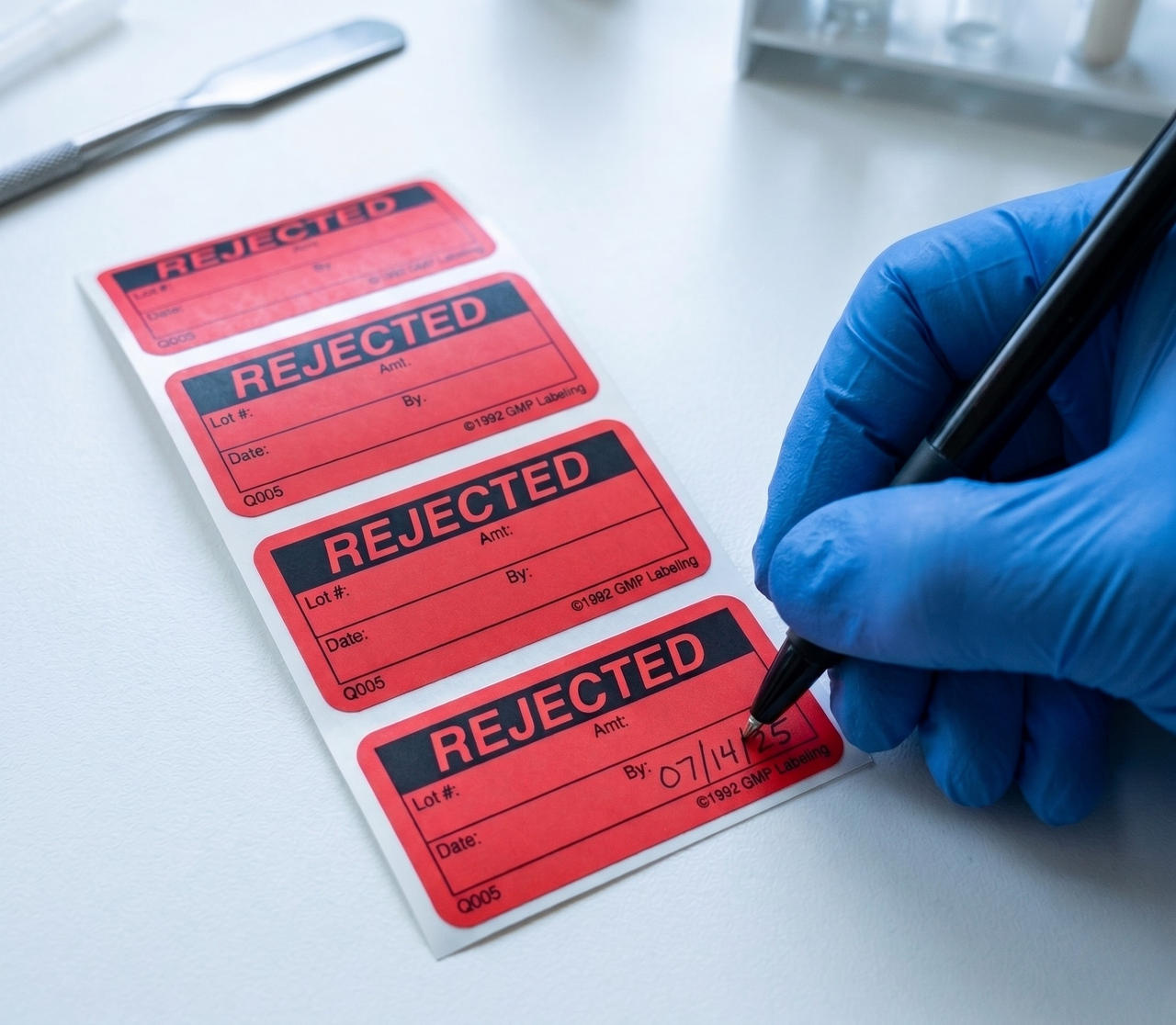 Reject Samples Label Q005 Rejected Label - GMP Labeling