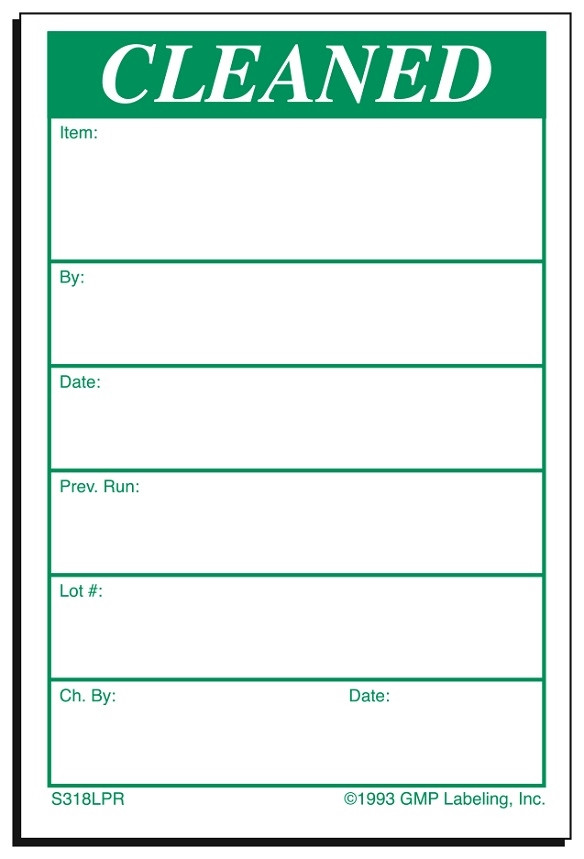 S318LPR CLEANED Status Label GMP Labeling