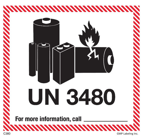UN3480 Lithium Ion Batteries Shipping Label