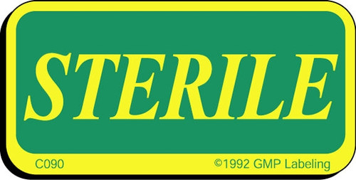 "Sterile" Label with green and yellow for easy identification
