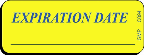 Yellow and blue "Expiration Date" label for easily tracking the expiry date of materials in your warehouse