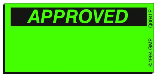 Approved Status Label - 2 inch by 1 inch yellow fluorescent label compatible with laser printers