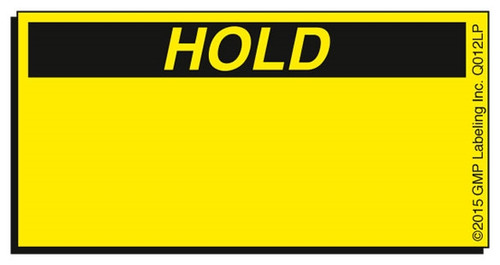 Hold Status Label - 2 inch by 1 inch yellow fluorescent label compatible with laser printers