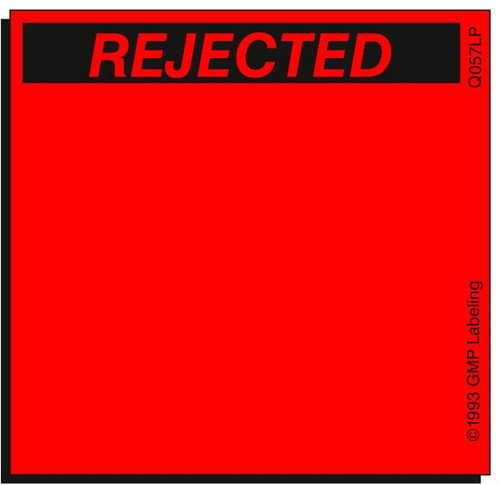 Rejected Status Label - 2 inch by 2 inch red label compatible with laser printers