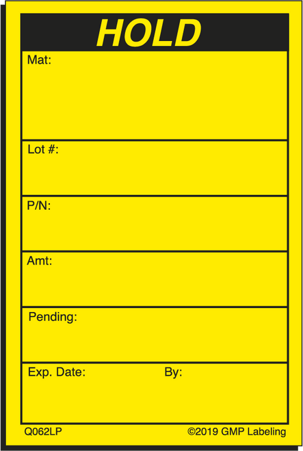 Hold Status Label - 2 inch by 3 inch yellow fluorescent label compatible with laser printers