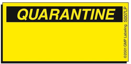 Quarantine Status Label - 2 inch by 1 inch yellow fluorescent label compatible with laser printers