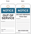 Notice Out of Service Equipment Status Tag - two sided