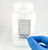 Lab technician applying FOR RESEARCH USE ONLY Material Label to bottle with solvent inside