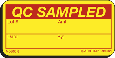 QC SAMPLED Materials Cryogenic Label M060CR