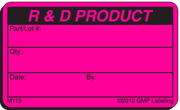 M115 R&D PRODUCT Material Label