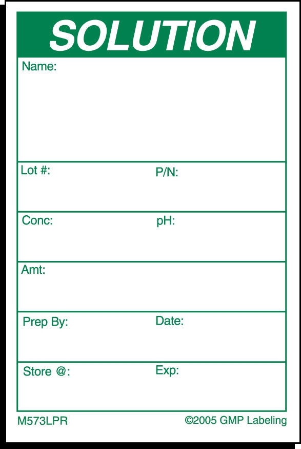 M573LPR SOLUTION Material Label