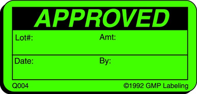 Q004 APPROVED Quality Control Label