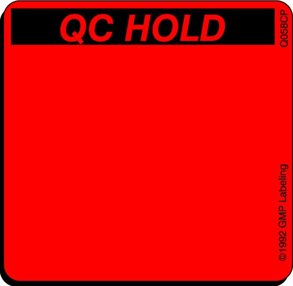 Q058CP QC HOLD Quality Control Label