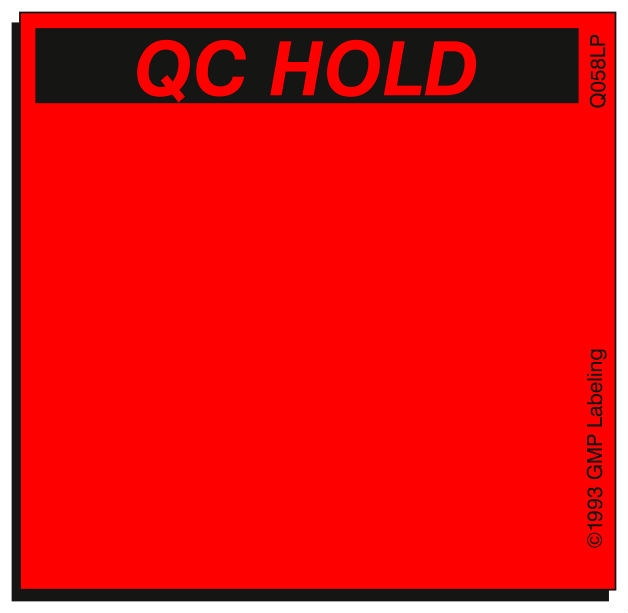 Q058LP QC HOLD Quality Control Label