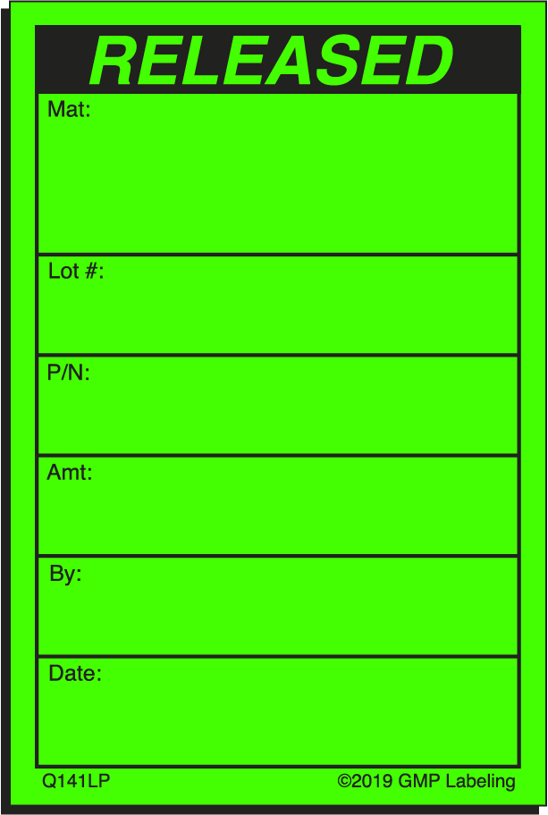 Q141LP RELEASED Quality Control Label