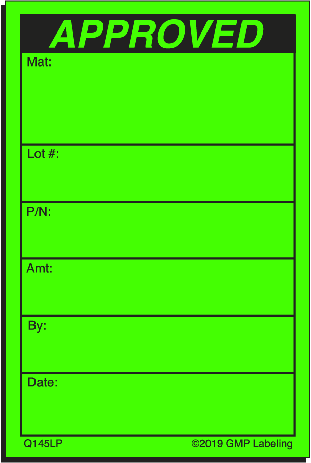 Q145LP APPROVED Quality Control Label