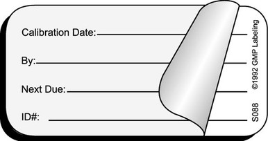 S088 CALIBRATION DATE (Self Laminating) Status Label