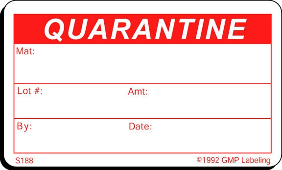 S188 Quarantine Label