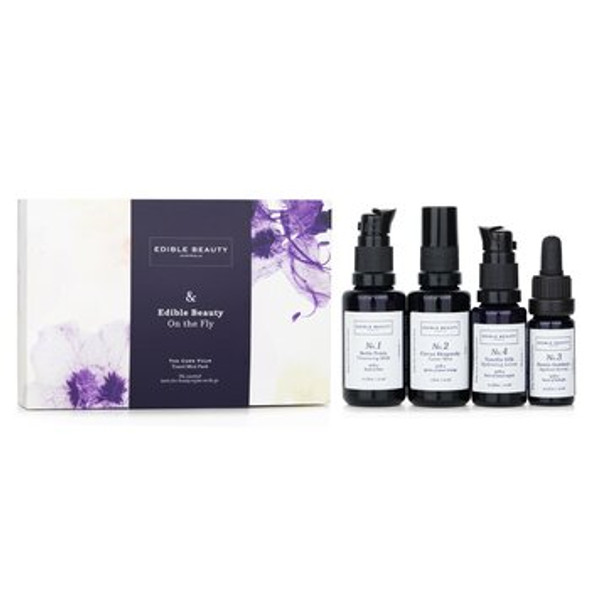 &amp; Edible Beauty On The Fly Travel Mini Kit: Cleansing Milk 15ml+ Toner Mist 30ml+ Ageless Serum 10ml+ Hydrating Lotion 15ml