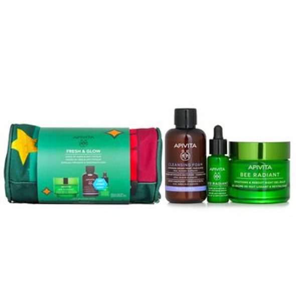 Fresh &amp; Glow (Bee Radiant- Night) Gift Set: Night Gel-Balm 50ml+ Serum 10ml+ Cleansing Creamy Foam 75ml+ Pouch