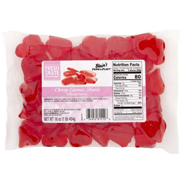 Blain's Farm & Fleet 16 oz Cherry Gummi Hearts Candy