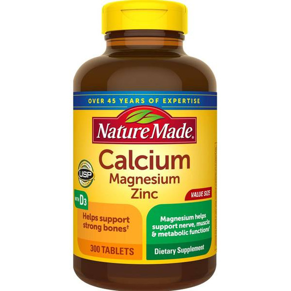 Nature Made 300-Count Calcium Magnesium Zinc with Vitamin D3 Tablets