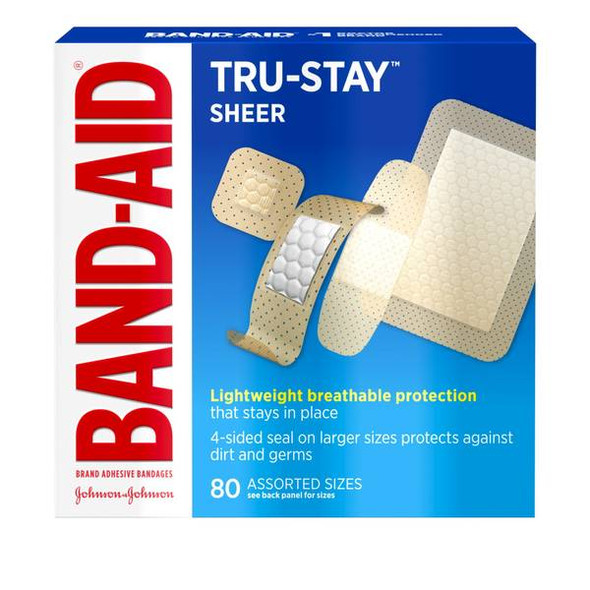 Band-Aid 80-Count Assorted Sizes Tru-Stay Sheer Adhesive Bandages