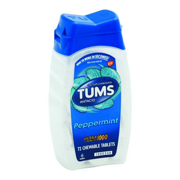 Tums 72 Ct Ultra Strength Antacid Chewable Peppermint