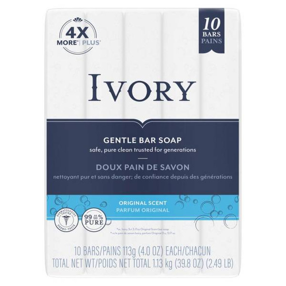 Ivory 10-Count 4 oz Gentle Bar Soap Original Scent