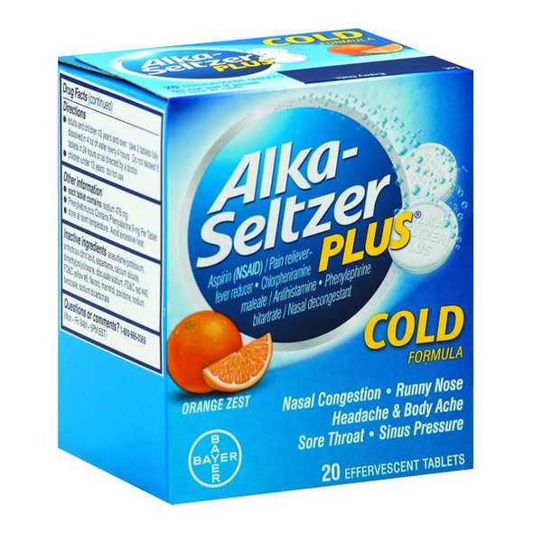 Alka-Seltzer 20-Pack Cold Orange Zest Effervescent Tablets