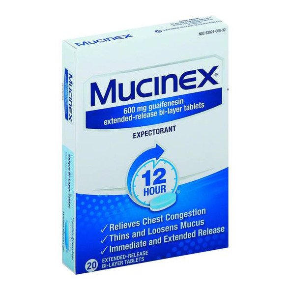 Mucinex 20-Count 12 hr Expectorant Tablets
