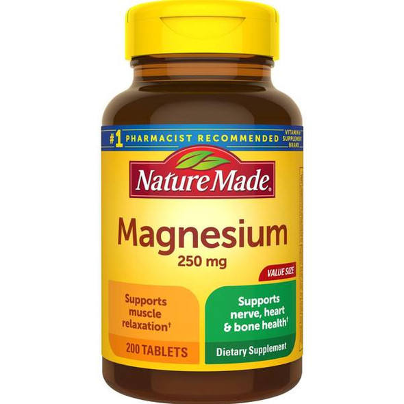 Nature Made 200 Count Magnesium 250mcg Tablets