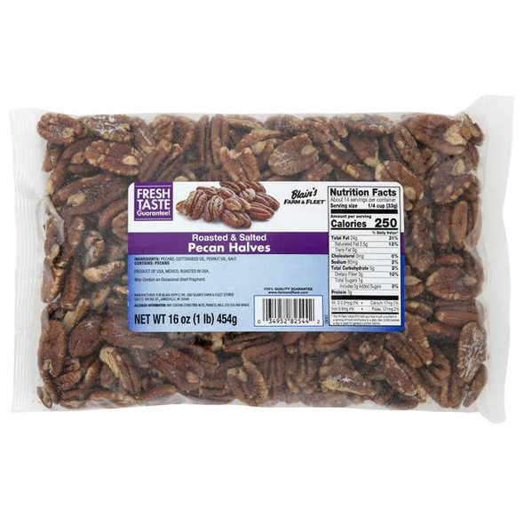 Blain's Farm & Fleet 16 oz Roasted & Salted Pecan Halves