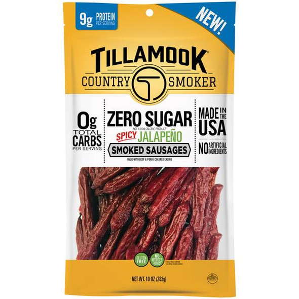 Tillamook Country Smoker 10 oz Zero Sugar Spicy Jalapeno Smoked Sausages