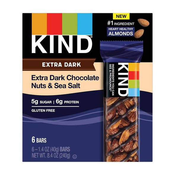 KIND 6 Count Extra Dark Chocolate Nuts and Sea Salt Bars