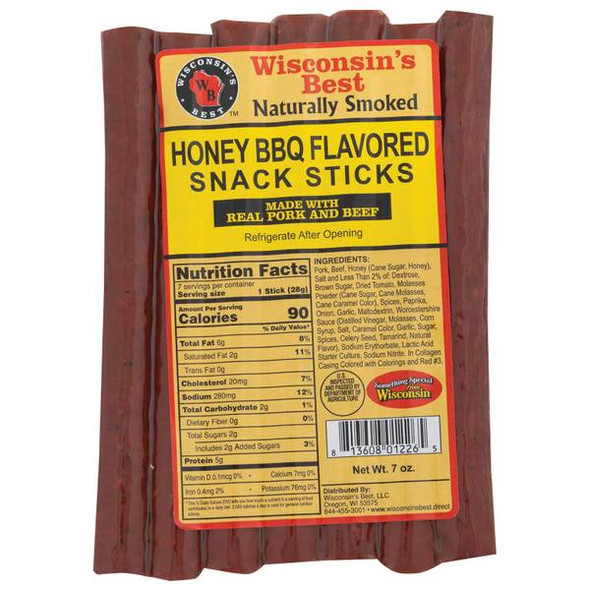 Wisconsin's Best 7 oz Honey BBQ Snack Stick Pack