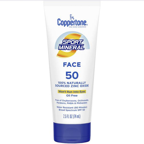 Coppertone 2.5 oz SPF 50 Sport Mineral Sunscreen Face Lotion