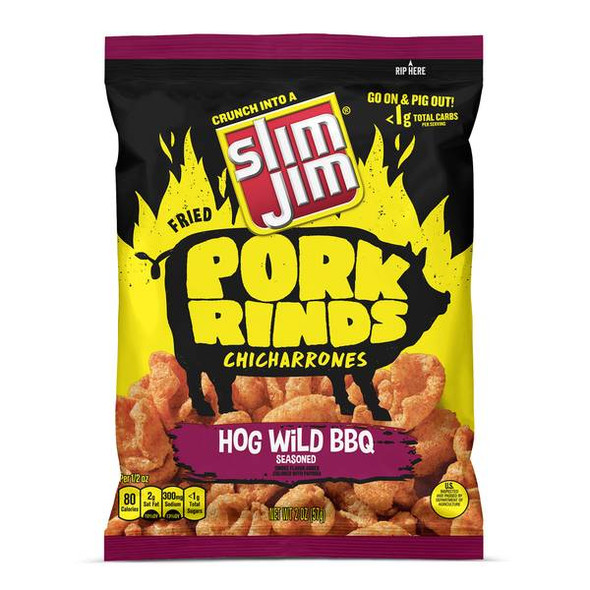 Slim Jim 2 oz Hog Wild BBQ Pork Rinds