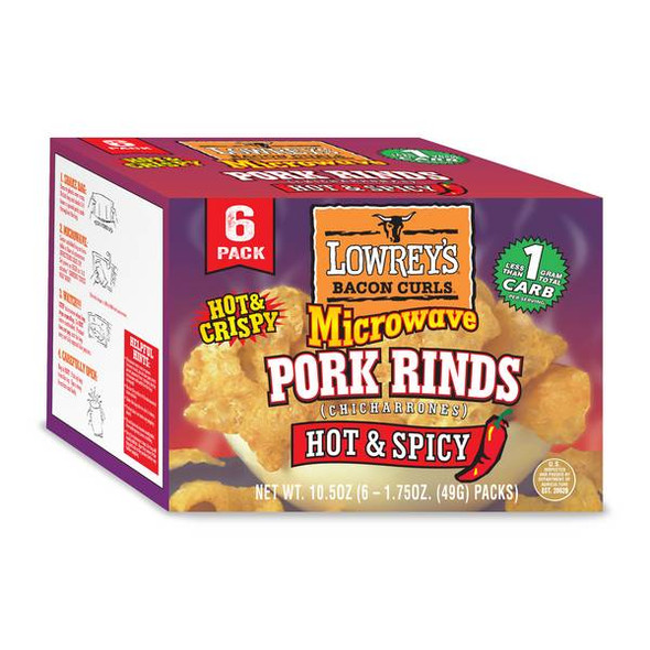 Lowrey's 6-Count 1.75 oz Spicy Pork Rinds Microwaveable Bacon Curls