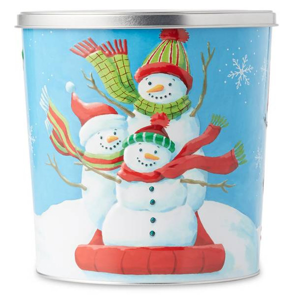 Hickory Farms 12 oz North Pole Snowman Popcorn Tin