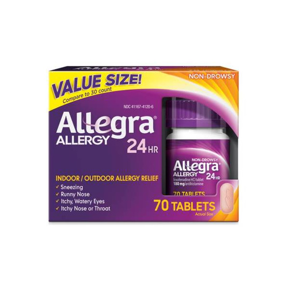 Allegra 70-Count Adult 24HR Indoor/Outdoor Allergy Relief