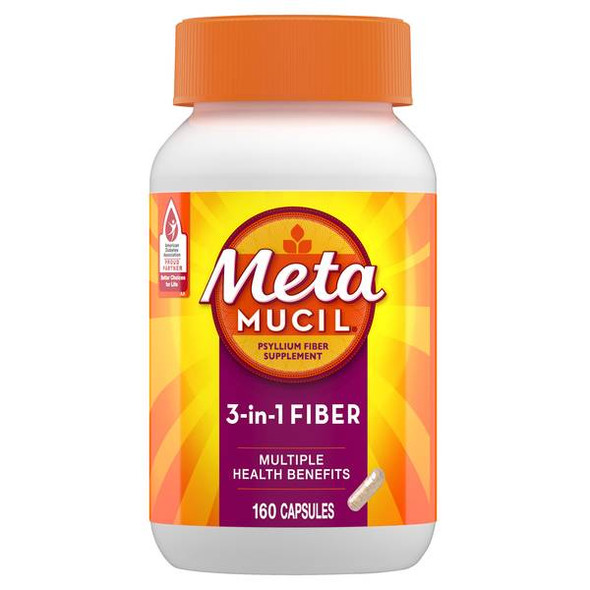 Metamucil 3-in-1 Fiber Capsules 160-Count