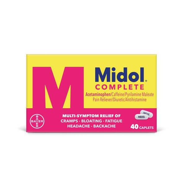 Midol Complete Menstrual Pain Relief Caplets with Acetaminophen 40-Count