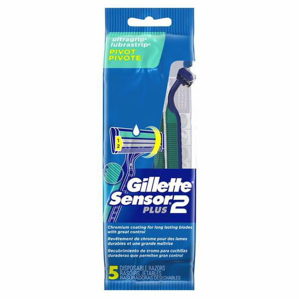 Gillette Sensor2 Plus Pivoting Head Men's Disposable Razors 5-Count